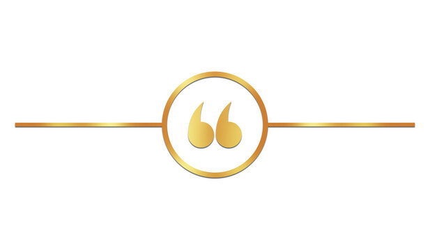 Elegant Bronze Quotation Mark Text Divider, Punctuation Icon in Circle with Lines for Articles and Quotes, Invitations, Messages, Presentations, and Social Media Graphics, Transparent Background
