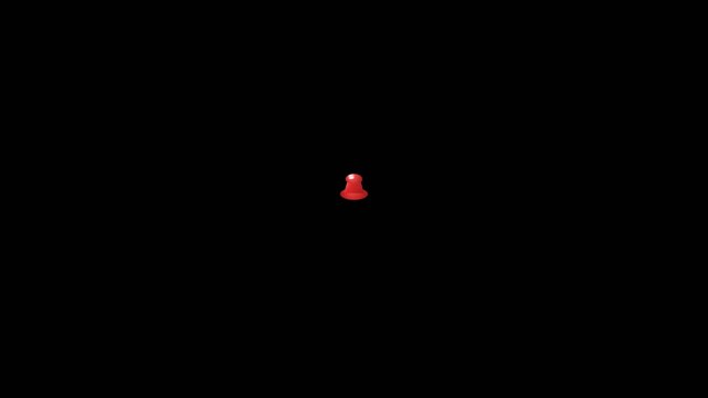 Red push pin thumbtack stab impact animation with drop shadow alpha channel 4K