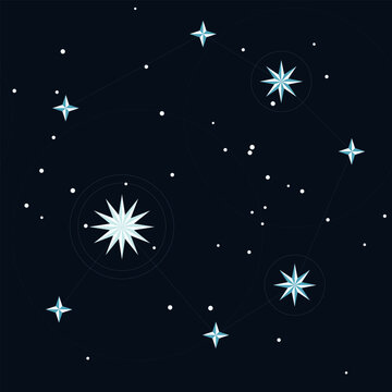 Commercial winter vector background featuring winter night sky frosty star field and seasonal stellar elegance.