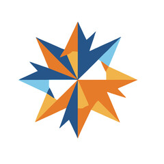 Fototapeta premium Abstract geometric star shape with blue and orange colors