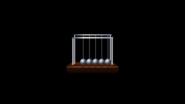 Executive Newton's Cradle Pendulum Desk Toy Swinging Physics Close-Up Animation Loop with Alpha Channel