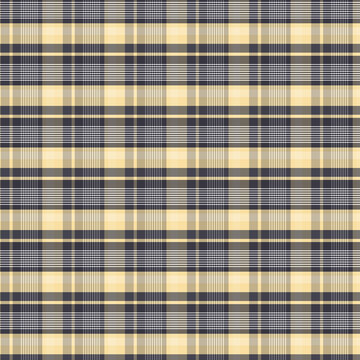 Yellow and dark blue plaid seamless pattern background