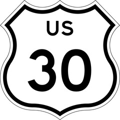 Blank US Route 30 Shield Emblem Road Sign Vector Illustration © Georgina Luvandwa