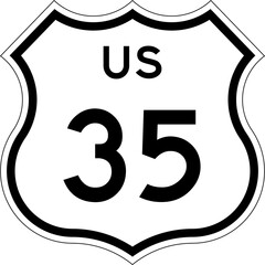 Blank US Route 35 Shield Emblem Road Sign Vector Illustration © Georgina Luvandwa