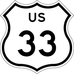 Blank US Route 33 Shield Emblem Road Sign Vector Illustration © Georgina Luvandwa
