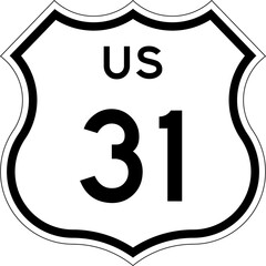 Blank US Route 31 Shield Emblem Road Sign Vector Illustration © Georgina Luvandwa