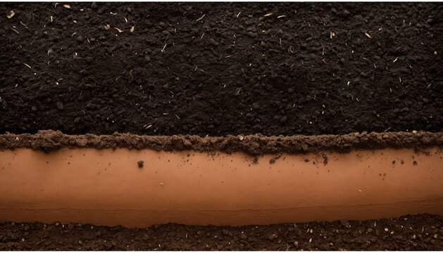 Young plant sprout growing in rich organic soil cross section