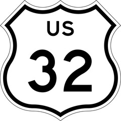Blank US Route 32 Shield Emblem Road Sign Vector Illustration © Georgina Luvandwa