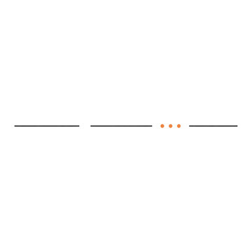 Divided line sequence with central three dots to represent modern section break for illustrating elegant text separation and chapter dividers.