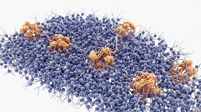 Microscopic view of dense granule cell layer with interspersed purkinje neurons in the cerebellum granule cells brain tissue