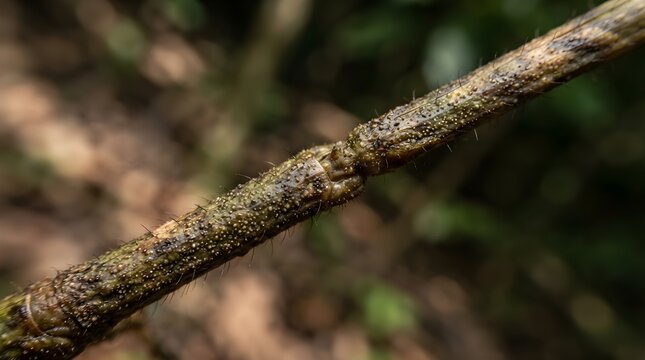Macro close up detail of green textured stick insect body segment