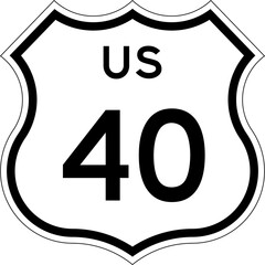 Blank US Route 40 Shield Emblem Road Sign Vector Illustration © Georgina Luvandwa