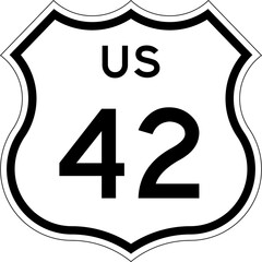 Blank US Route 42 Shield Emblem Road Sign Vector Illustration © Georgina Luvandwa
