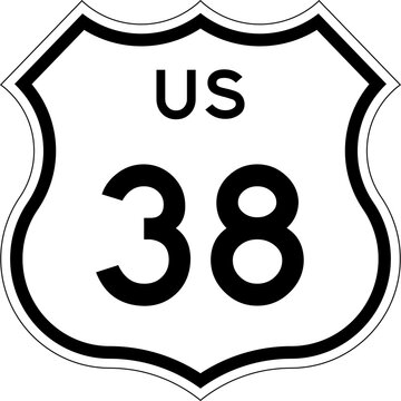 Blank US Route 38 Shield Emblem Road Sign Vector Illustration