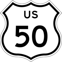 Blank US Route 50 Shield Emblem Road Sign Vector Illustration © Georgina Luvandwa