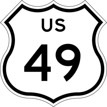 Blank US Route 49 Shield Emblem Road Sign Vector Illustration