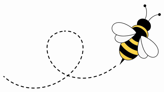 Cute Cartoon Bumblebee Flying Among Flowers and Collecting Honey, Cheerful Insect Nature Illustration with Yellow and Black Wings, Hive and Honey Theme