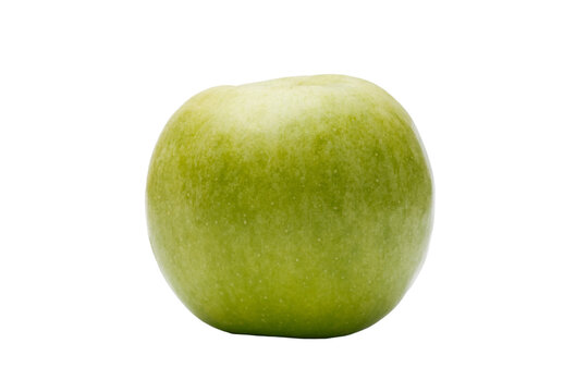Fresh green granny smith apple on transparent background