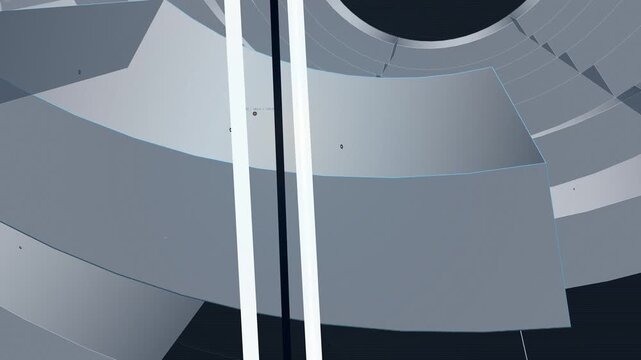 3D animation of tunnel boring machine concrete ring assembly featuring radial carrier slewing, precision alignment, and propulsion reaction footing for subterranean infrastructure