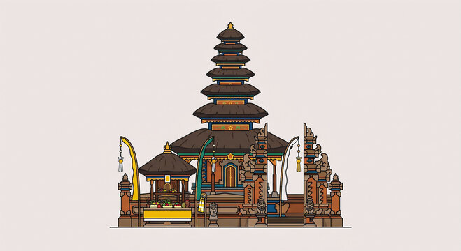 Balinese Hindu Temple Vector Illustration