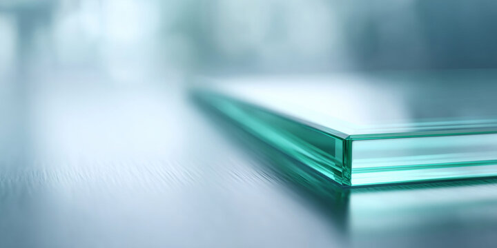 Close-up of stacked glass sheets edge