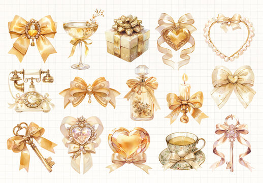 Elegant Gold-themed Decorative Element Set