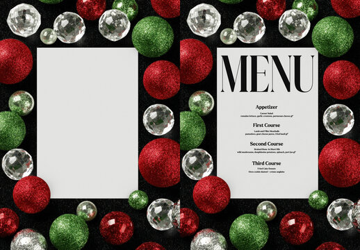 Festive Holiday Menu Mockup PSD