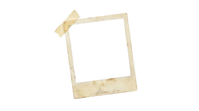 Old polaroid photo frame isolated on transparent background