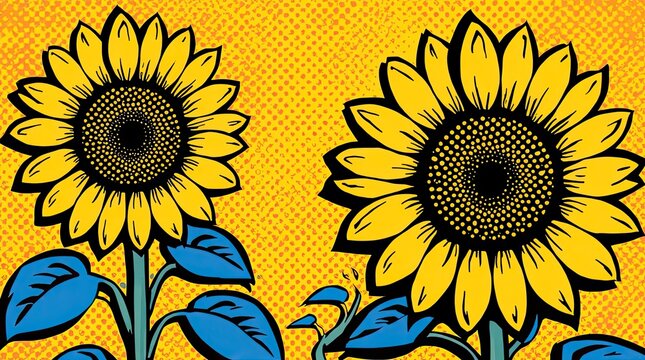  Bright yellow sunflowers