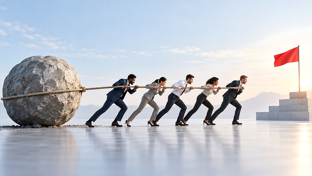 Team Pulling Together in One Direction