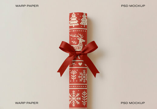 Festive Wrapping Paper Mockup Design PSD