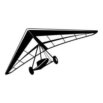 Hang glider aircraft in black and white silhouette