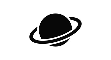 Planet silhouette with ring system against a white background © Rakib