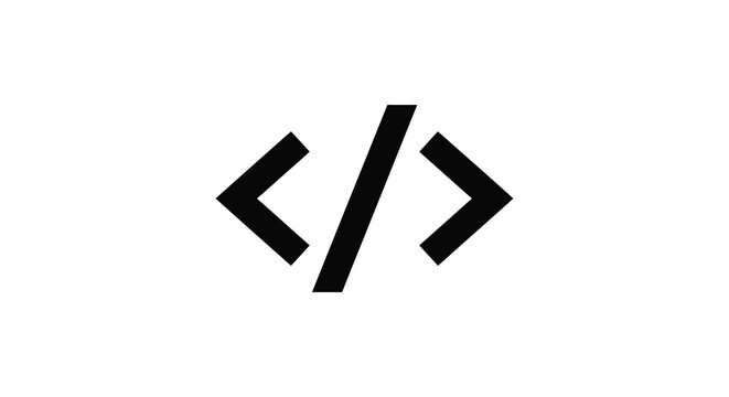 Code brackets icon on a white background representing programming syntax