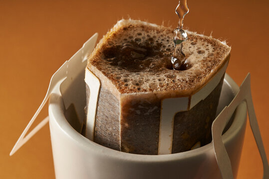 Pour-Over Coffee Drip Filter Brewing close up
