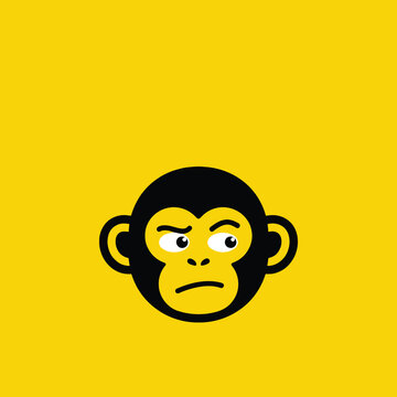 Confused Monkey Face Icon Vector.