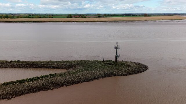 River Confluence and Tidal Estuary Waters at Trent Falls Drone View UK