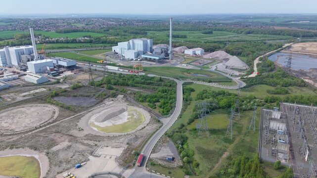 Twin Energy Recovery Complexes and Tall Stacks at Ferrybridge Flyover UK