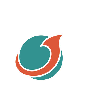 Abstract logo with teal circle and orange arrow