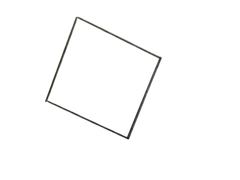 Simple black square outline rotated on a plain surface isolated on transparent background