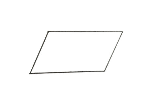 Simple black hand drawn parallelogram shape on a flat surface isolated on transparent background