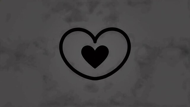 Black outlined heart shape with smaller solid heart on white background