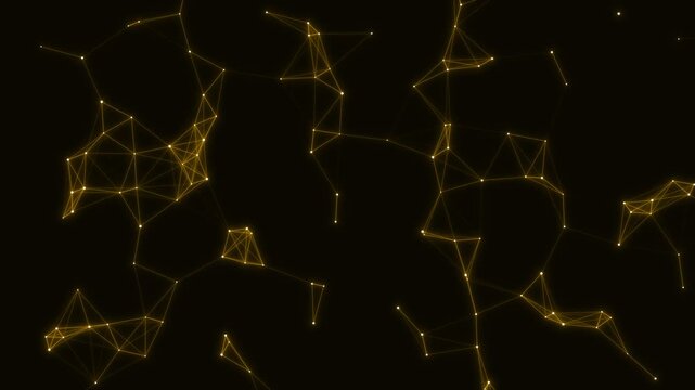 Premium glowing golden plexus network data nodes moving seamless loop 4k finance background video