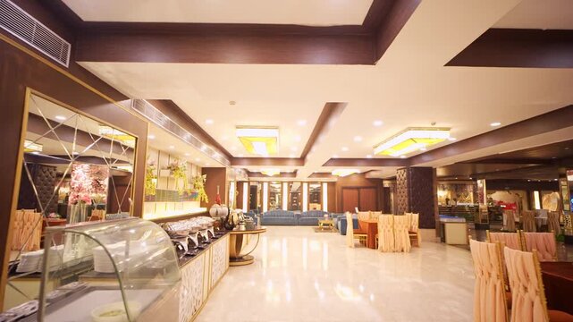 Empty banquet hall set for a wedding event in New Delhi India