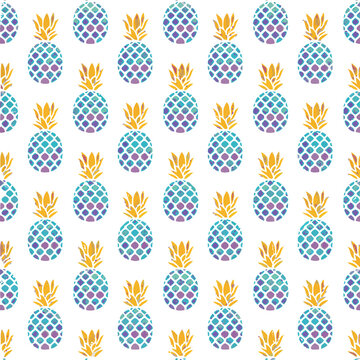 Pineapple pattern with blue, purple, and yellow colors