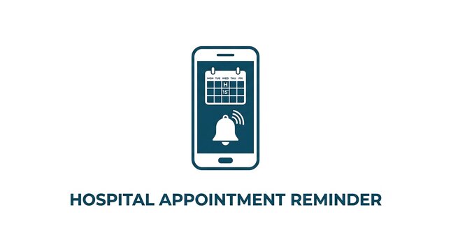 Hospital appointment reminder on smartphone app with calendar and bell icon vector