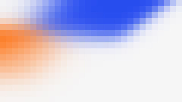 Pixelated gradient background with blue and orange squares for poster, banner and modern web hero design.