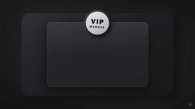 VIP member promotional animation featuring exclusive access, eighty percent off premium offer, circular membership badge, rounded card and unlock button on a dark elegant background