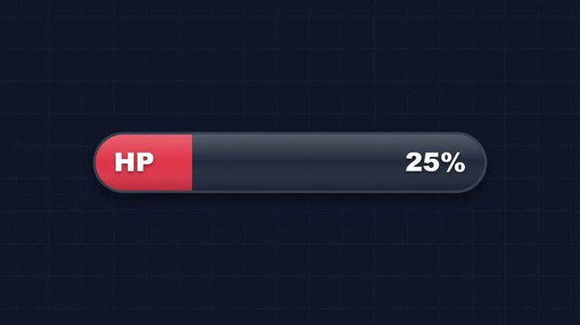Video game health bar ui elements with progress status indicators