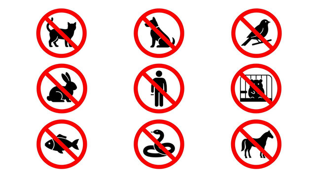 Prohibited activities vector icons set